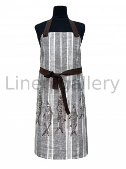 apron Ryby with brown embroidery