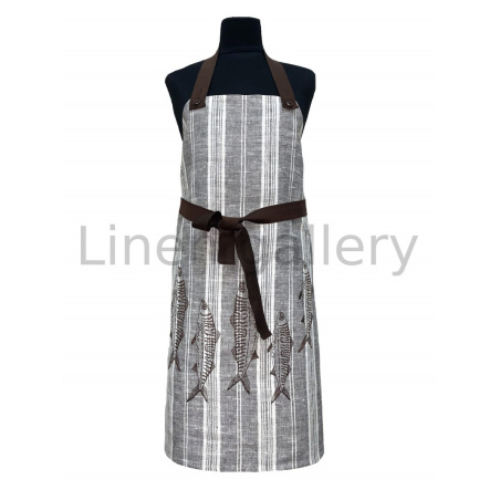 apron Ryby with brown embroidery