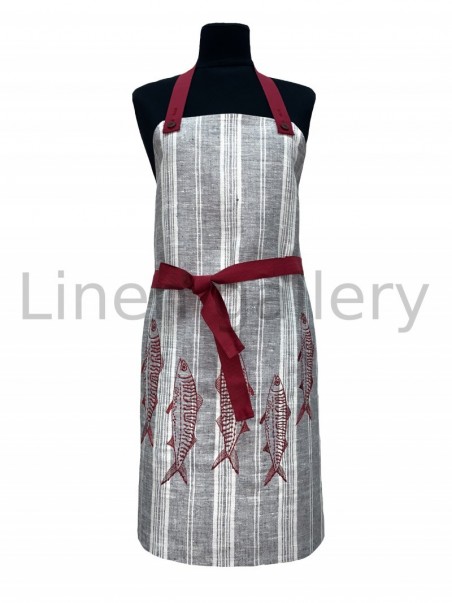 apron Ryby with red embroidery